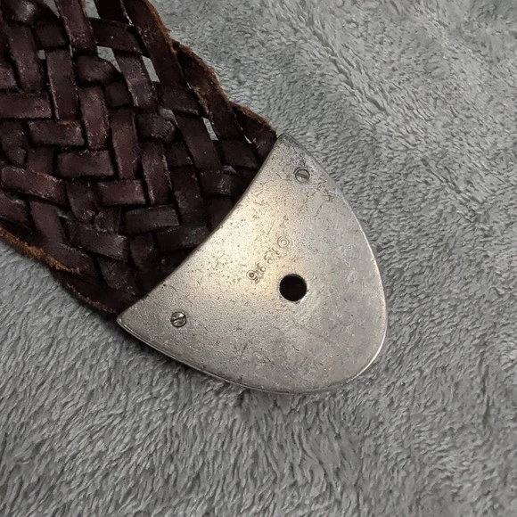 VTG Brighton 91908 Braided Brown Leather Belt Silver Ornate Buckle Medium 90's - Picture 7 of 7